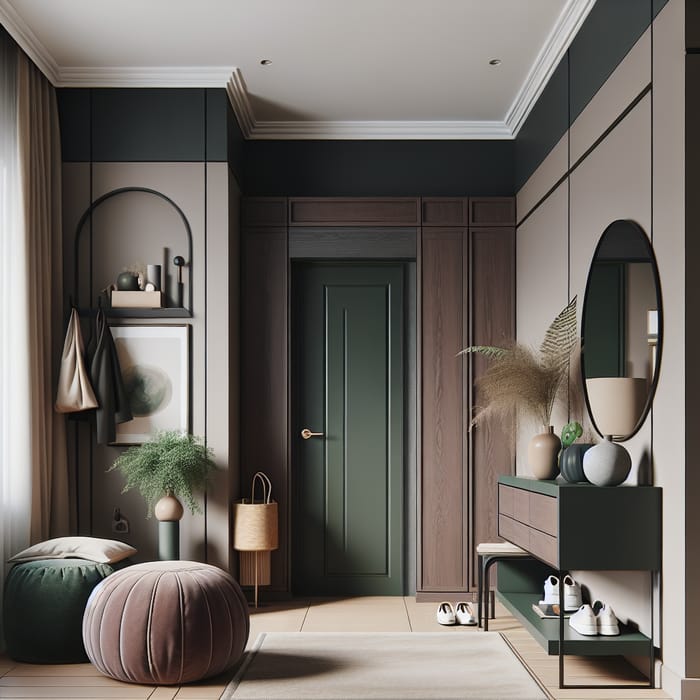 Modern Style Entrance Hall with Wardrobe, Mirror, and Console Table