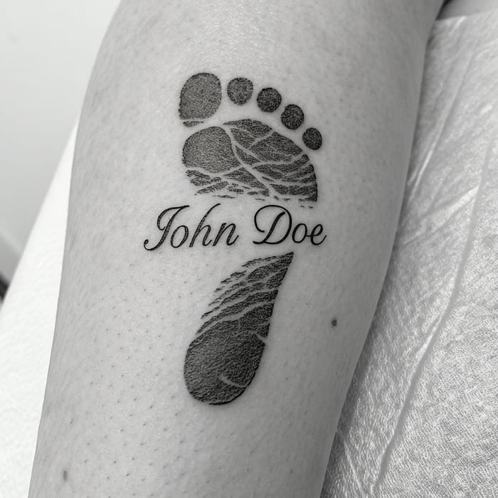 Baby Footprint & Name Tattoo Ideas