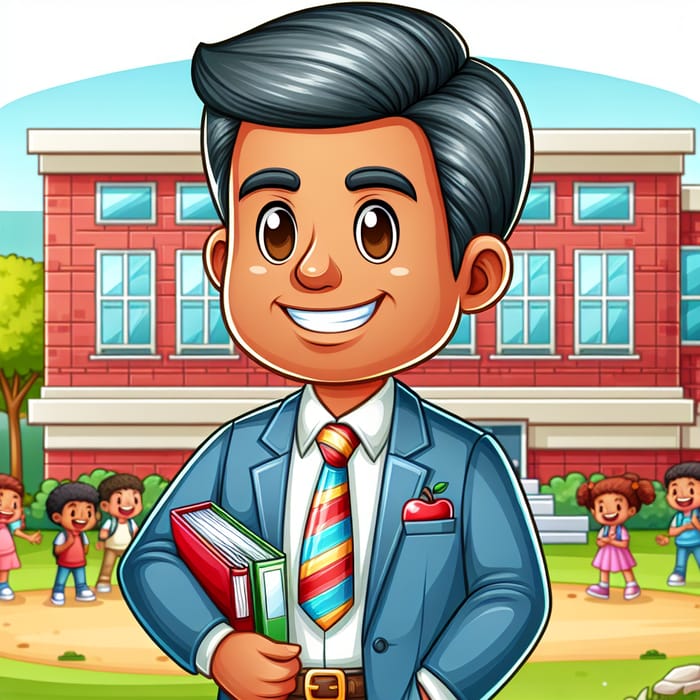 Hispanic School Principal Cartoon | Educational Leader Image