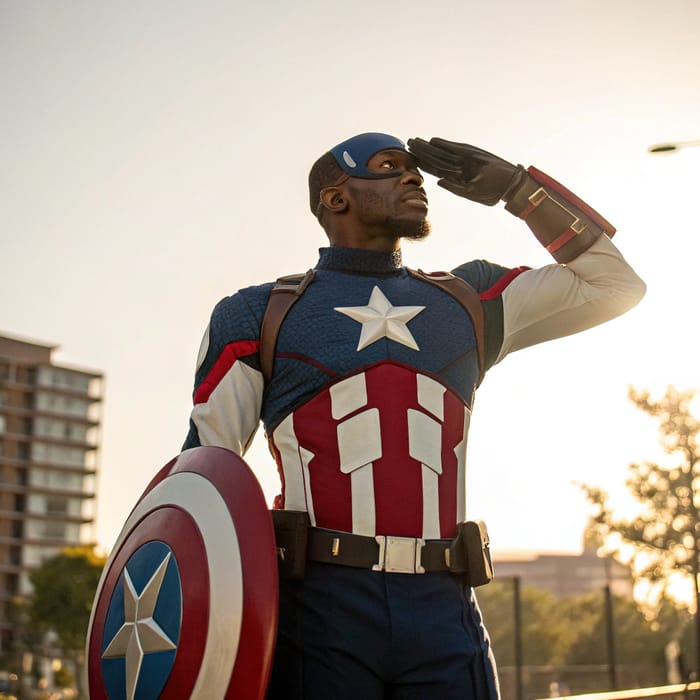 Captain America Saluting on a Sunny Day