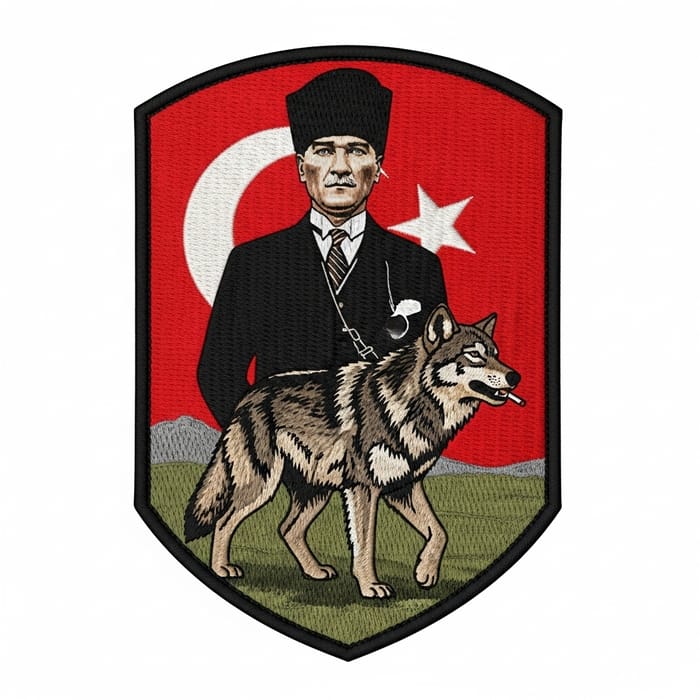 Military Patch Featuring Atatürk and Wolf Design