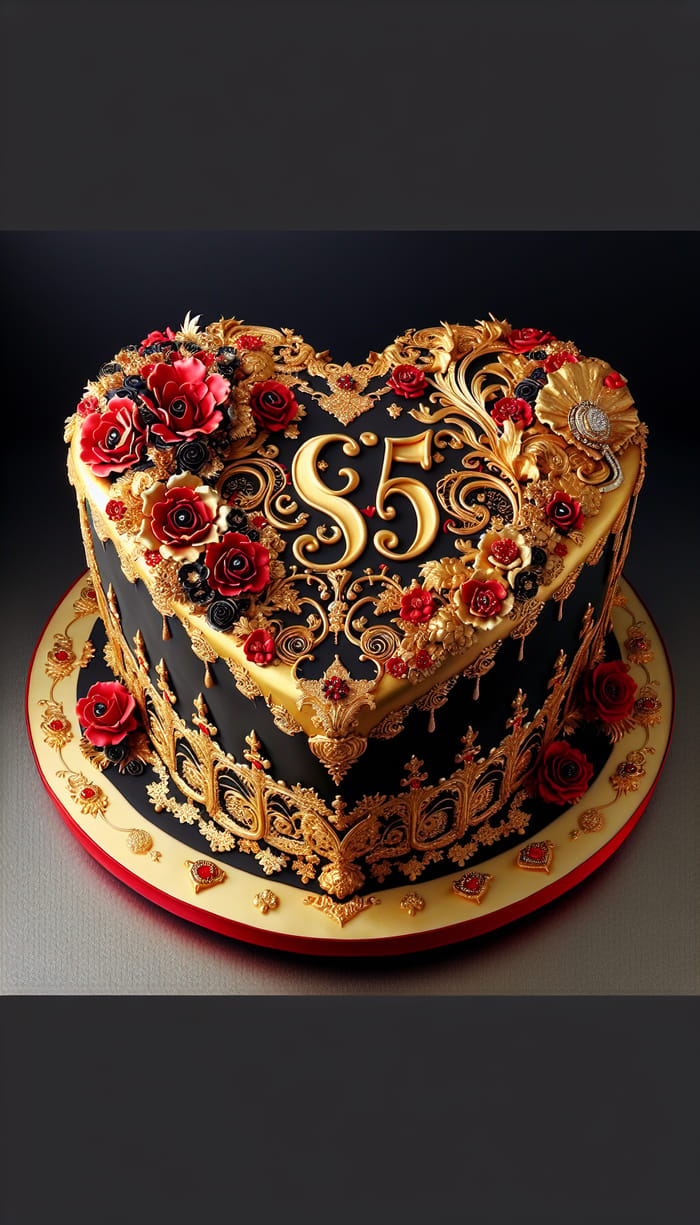 Elegant Heart-Shaped Cake for 65th Birthday