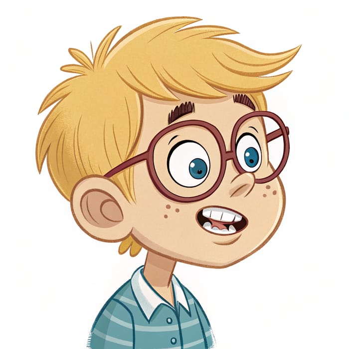 Nerdy Blonde Boy with Unique Features