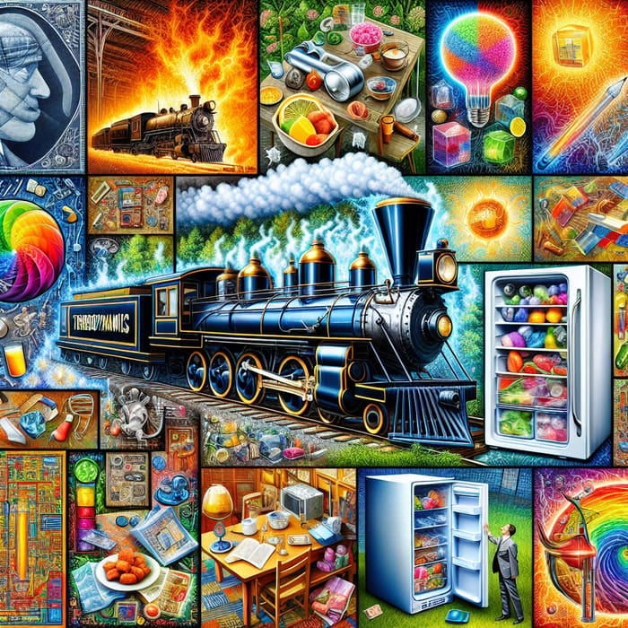 Laws of Thermodynamics in Art: Surrealism, Colorful Scenes & Science-Inspired Designs