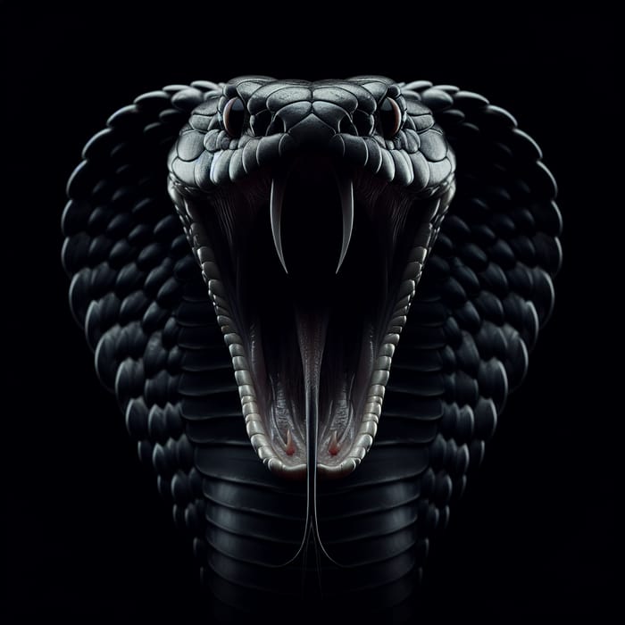 Detailed Close-Up of Frightful Cobra with Mouth Open