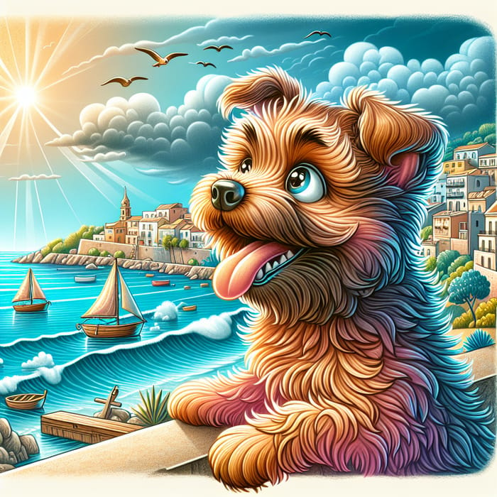 Whimsical Dog Enjoying Peniscola's Breathtaking Coastal Views