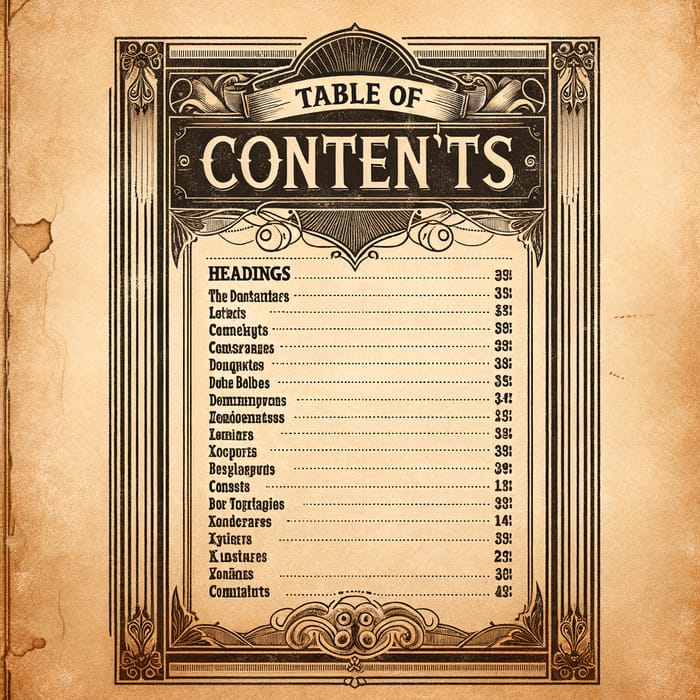 Vintage Table of Contents Template - Antique Paper Design