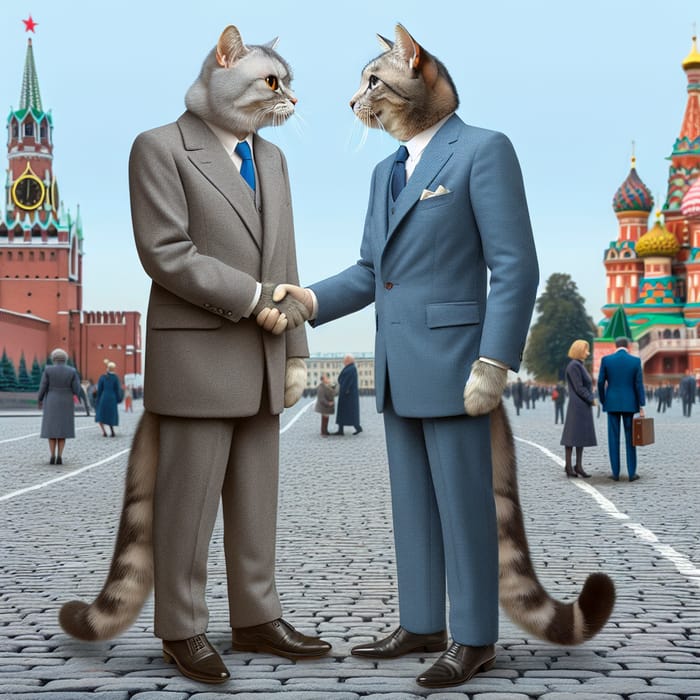 Vladimir Putin and Tucker Carlson: Feline Encounter in Moscow Red Square