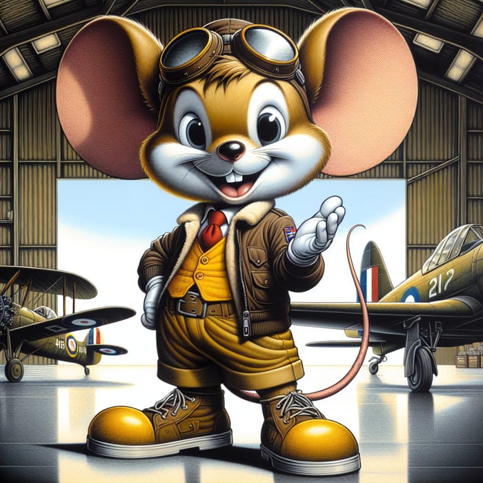 Charming Cartoon Mouse in Aviator Style