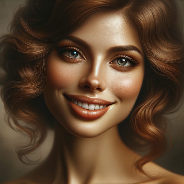 Radiant Smile: Beautiful Woman in Classical Paintings Style