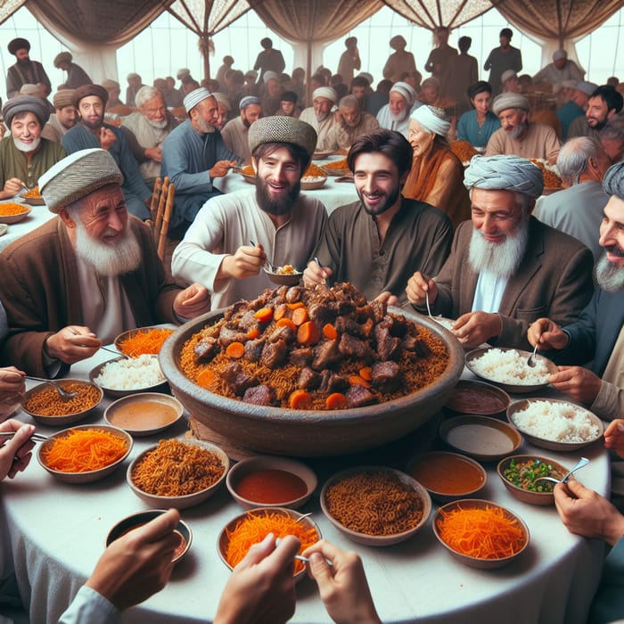 Uzbek Plov Celebration: Shared Feast with Mutton and Carrots