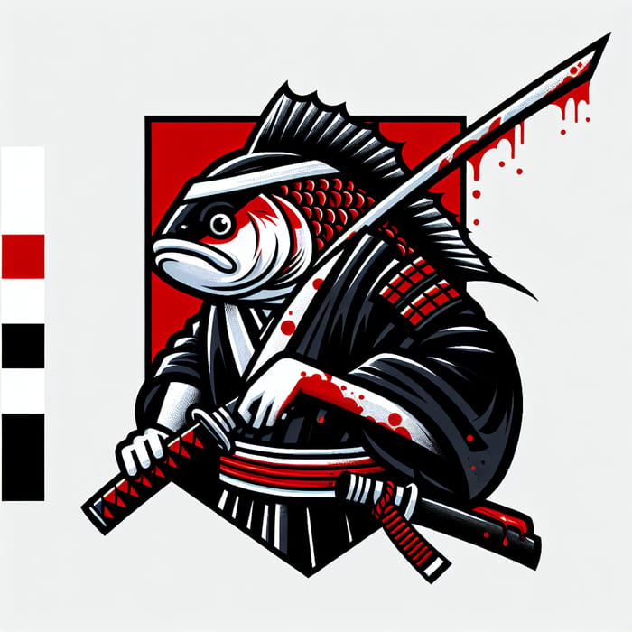 Ultimate Samurai Fish in Red, Black & White Masterpiece