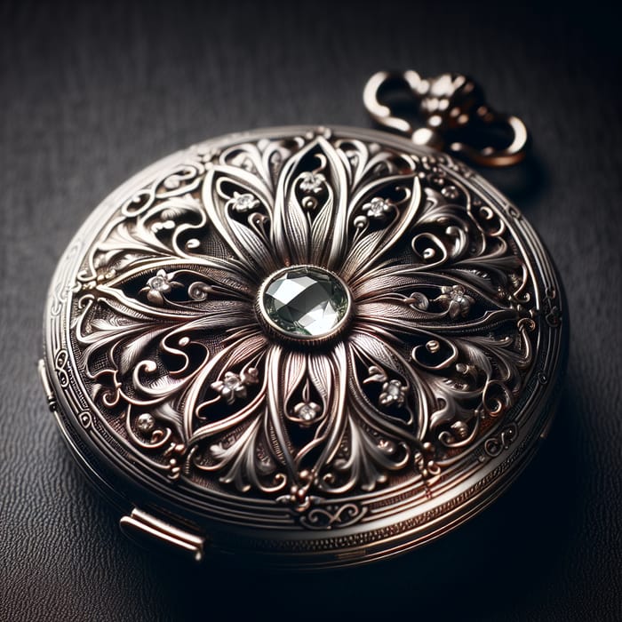 Enchanting Locket with Delicate Engravings and Shimmering Gem