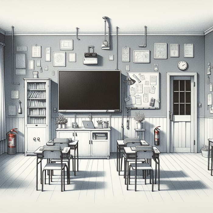 Educational Classroom Sketch with SMART TV | Creative Design