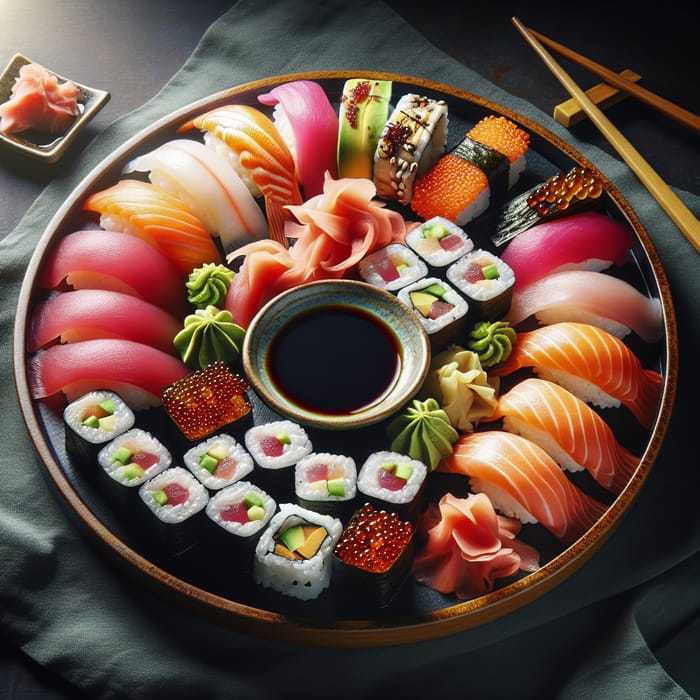 Deluxe Sushi Plate for Two - Nigiri, Maki Rolls & Condiments