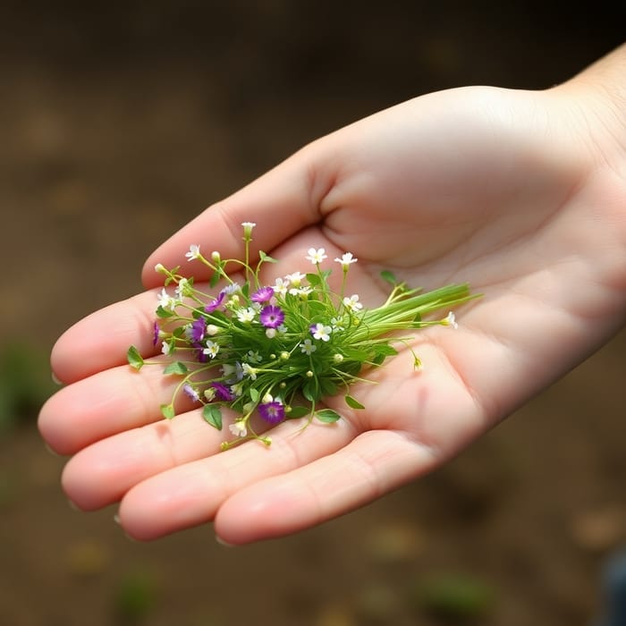 Microgreen Flowers in Hand - Vibrant and Fresh