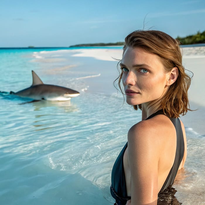 Brave Woman Swims with Shark in Bahamas