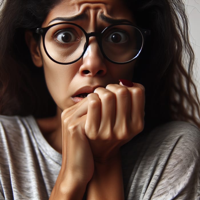 Mixed-Race Woman Looking Startled with Hand over Mouth