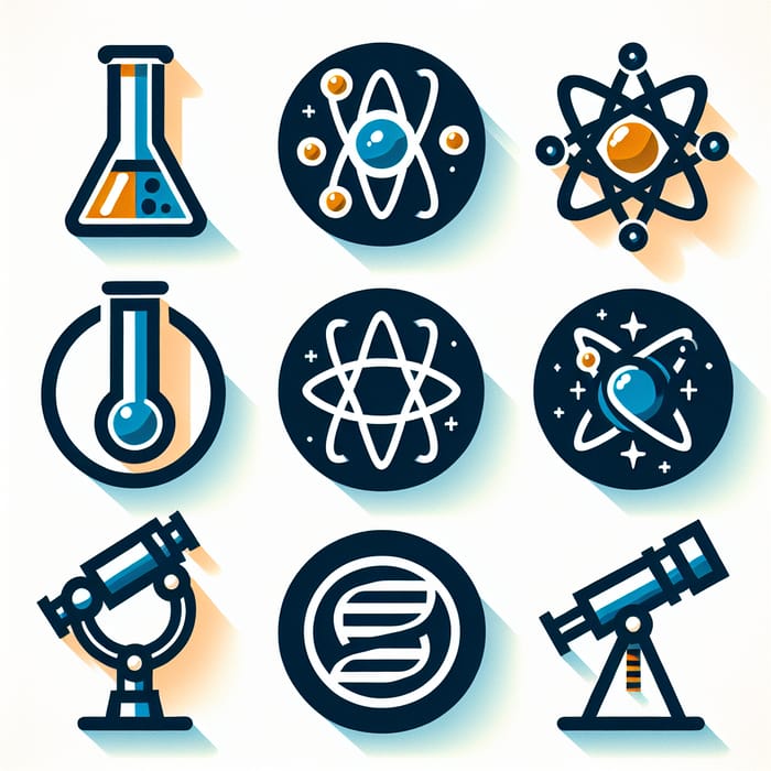 Science Icon Set in Two Colors - Vector Graphics