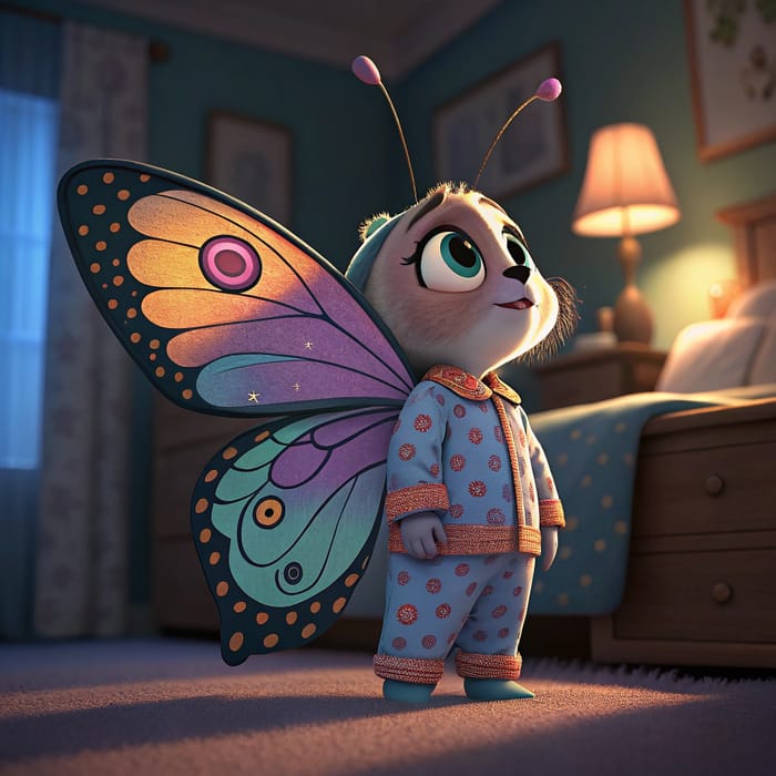 Pixar Style Butterfly in Pajamas