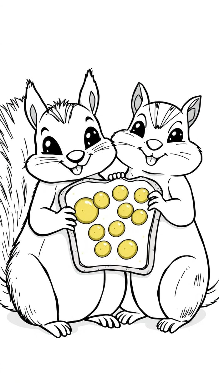 Squirrel and Chipmunk Coloring Page