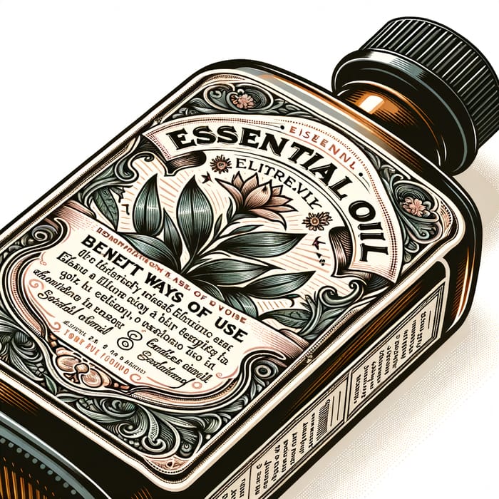 Detailed Essential Oil Label with Plant Illustration