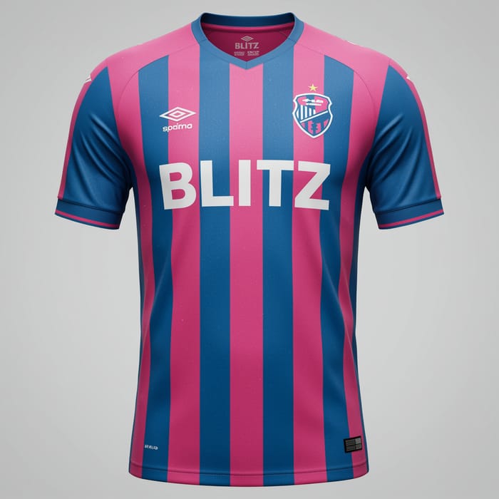 Blitz Pink and Blue Soccer Jersey with Stripes