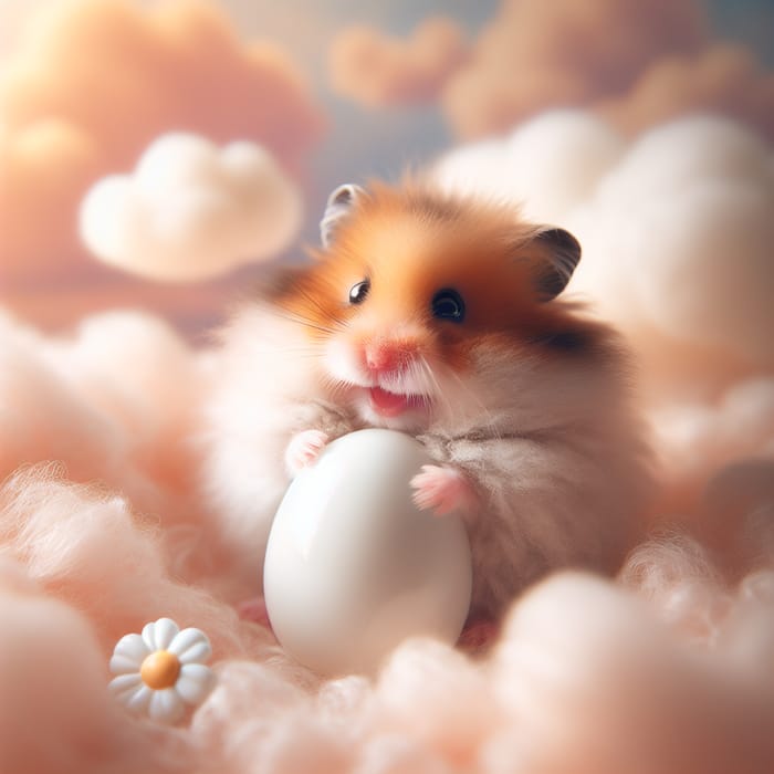 Cute Hamster Holding Shiny Egg | Cozy Atmosphere