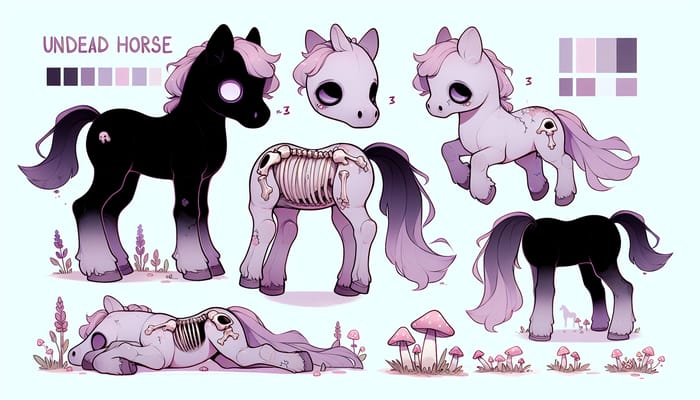 Cute Undead Horse Reference Sheet | Full Body Proportions