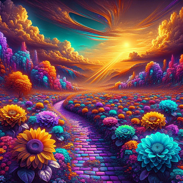 Surreal Flowers: A Dreamlike Landscape