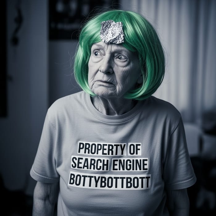 Confused Lady with Foil – Search Engine Humor
