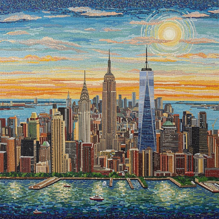 NYC Skyline Mosaic Art | Unique Cityscape Design