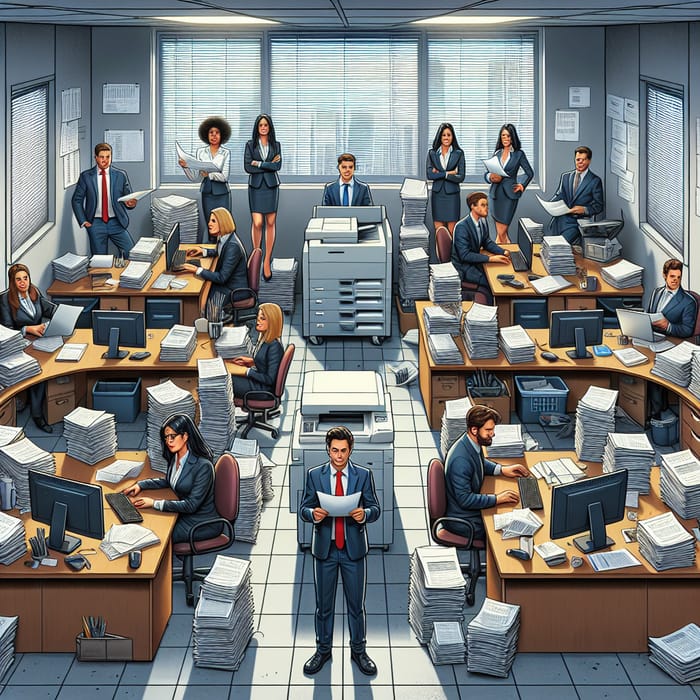 Chaotic Accounting Office Layout with Unengaged Staff and Inefficient Management