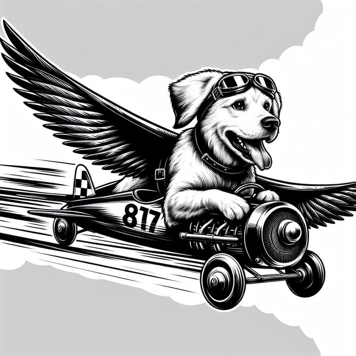 Winged Dog Racing Flying Car - Incredible Image