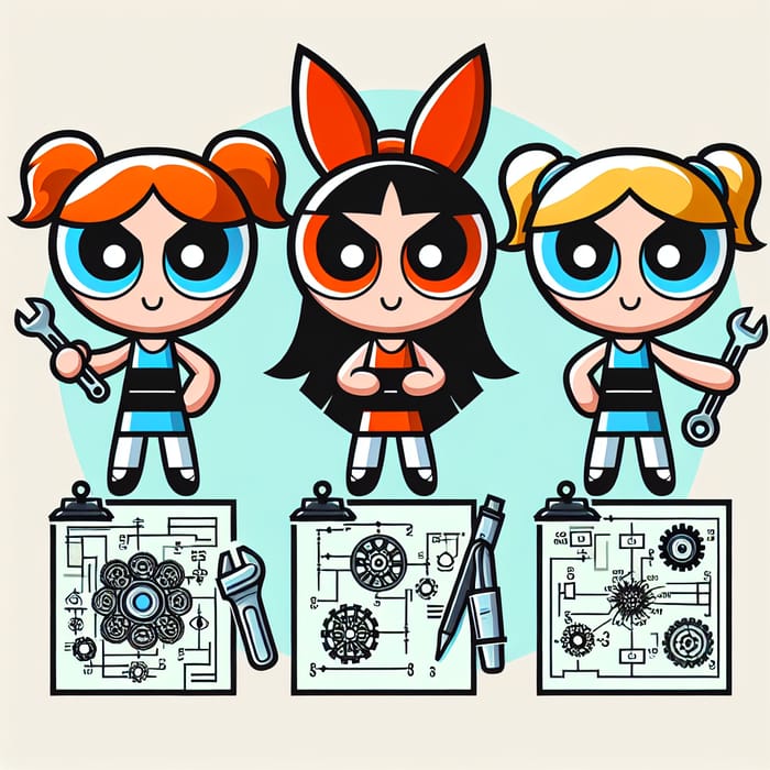 Power Puff Girls Engineer Logo | Creative Characters Showcase Ingenuity