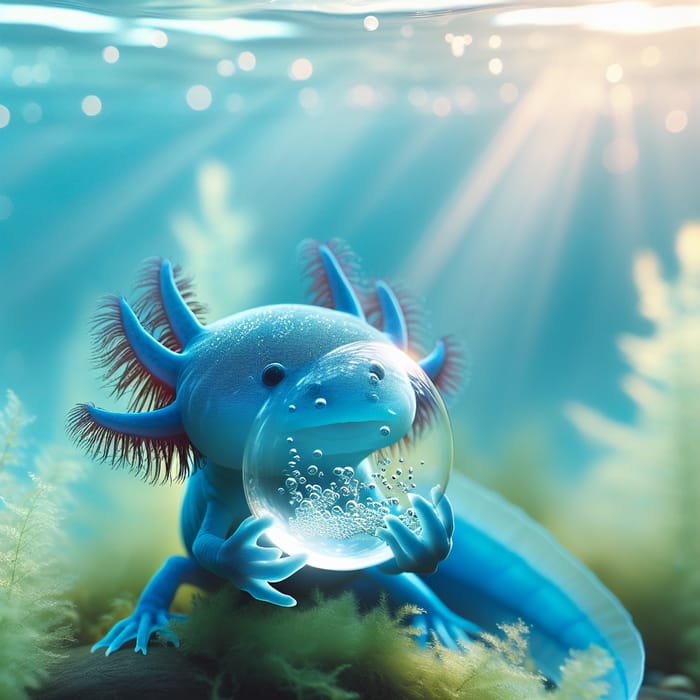 Axolotl Caring for Water - Underwater Serenity