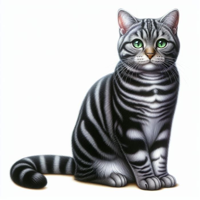 Realistic Oil Painting of Short-Haired Cat