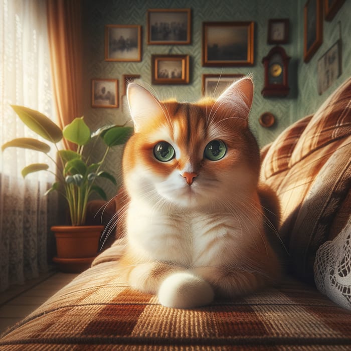 Beautiful Orange & White Cat in a Cozy Setting