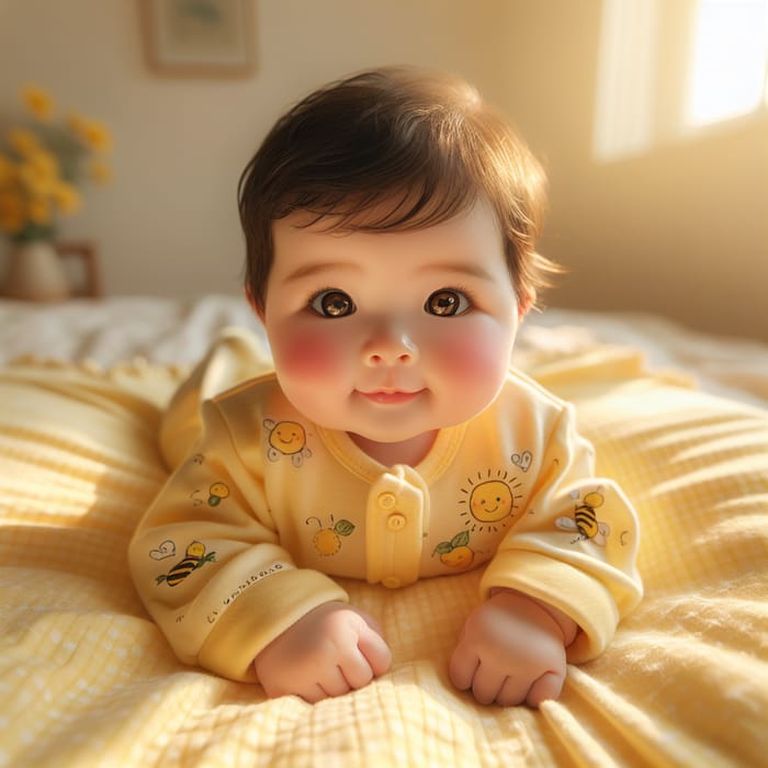 Cute Baby in Lemon Yellow Outfit