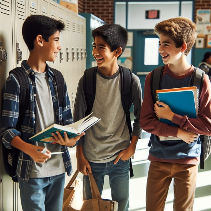 Native American Middle School Boys Enjoying School Life