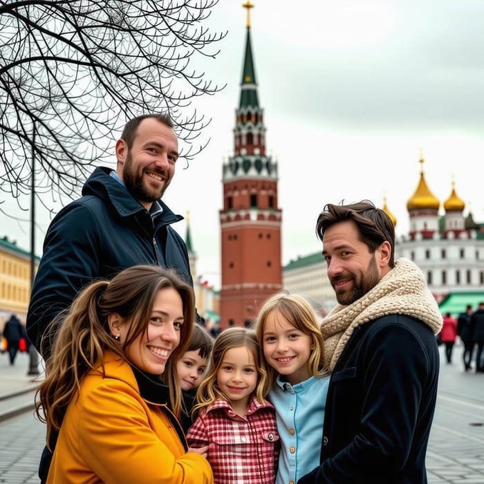 Family Portrait in Front of The Spasskaya Tower, Moscow