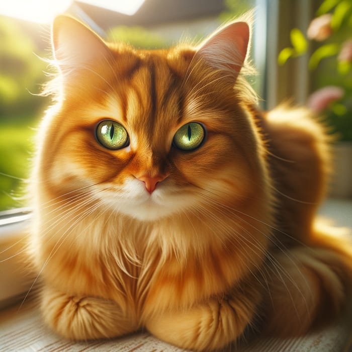 Stunning Orange Cat with Bright Green Eyes