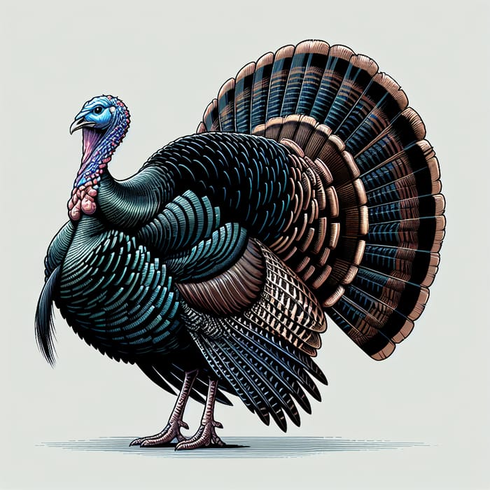 Magnificent North American Turkey - Striking Plumage & Display Tail