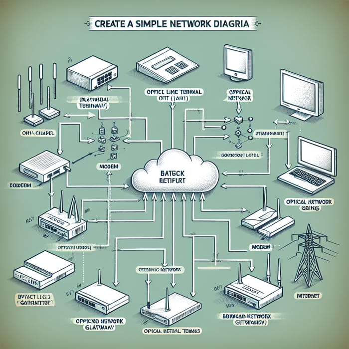 Basic Networking Diagram with OLT, BNG, and ONTs