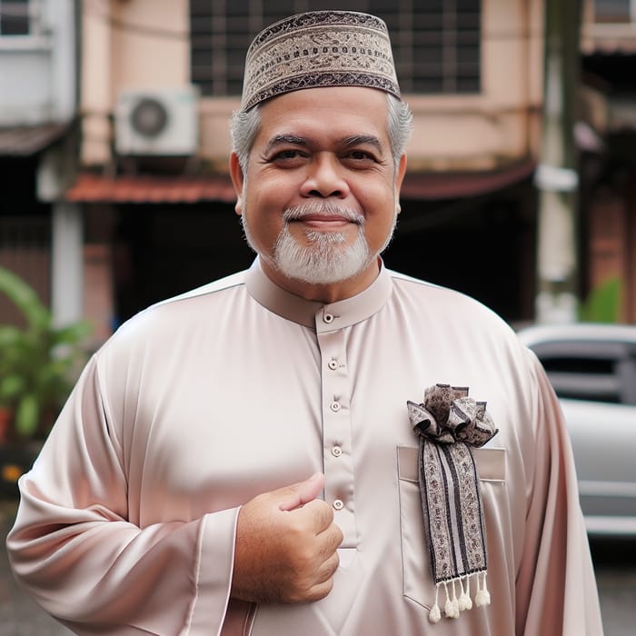 Malaysian Man in Traditional Attire | Age 55 | Plus-Size Fashion