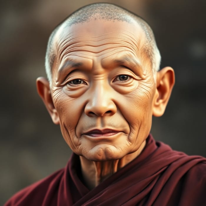 AI-Generated Image of an Old Buddhist Monk