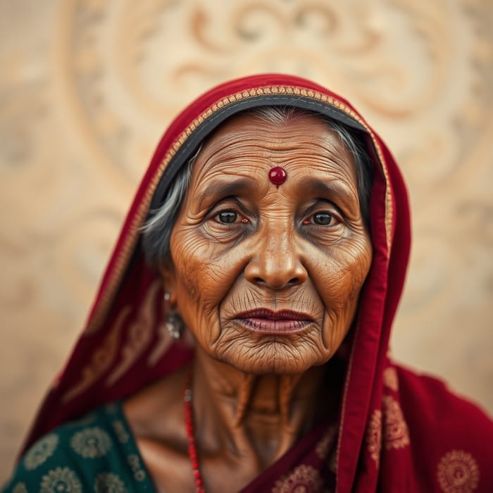 AI Generated Face of an Old Indian Woman