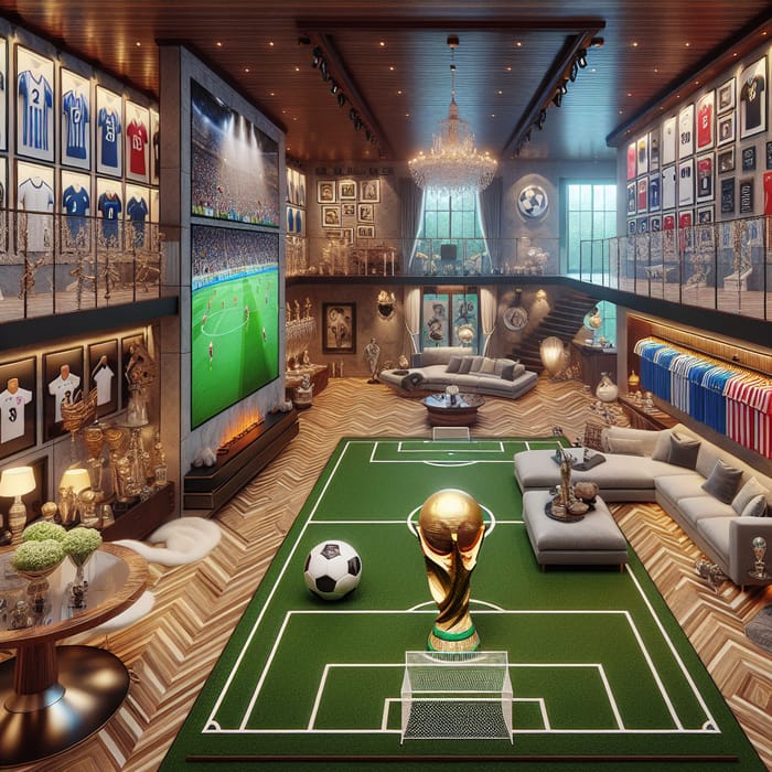 Luxurious Soccer-Themed Manor Interior Showcase