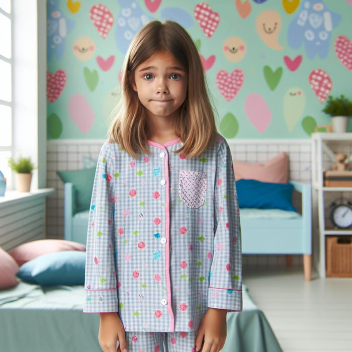 Caucasian Girl in Playful Bedroom Decor