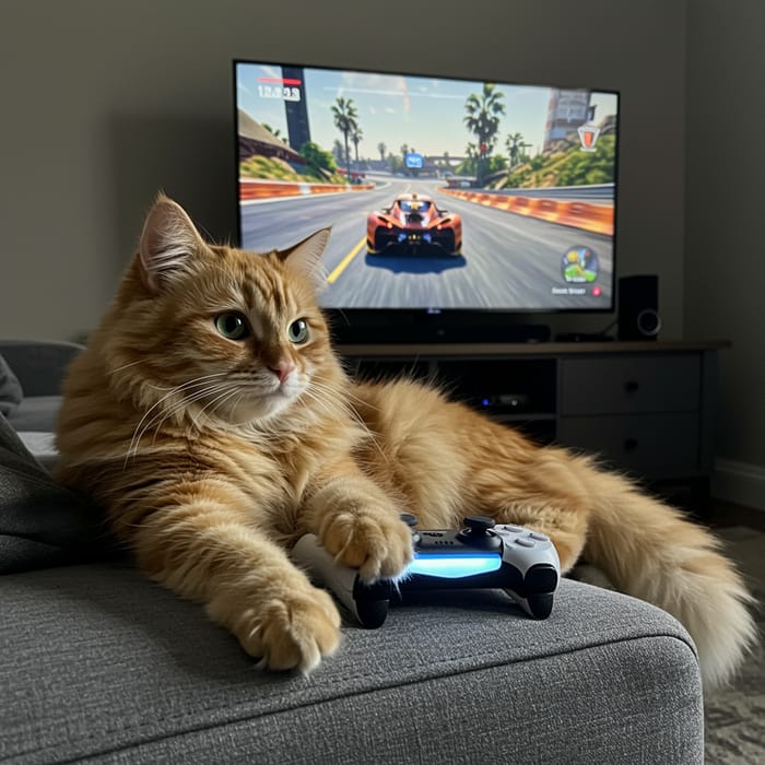 Chill Cat Gaming with PlayStation